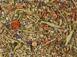 Kräuterteemischung mit Mate Erdbeer-Melone-Verbene aromatisiert