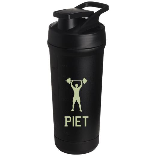 Teemando® individuell gravierter Premium Edelstahl Shaker mit deiner Wunschgravur 750ml, auslaufsicherer Deckel, Shaker-Ball, spülmaschinengeeignet für Proteinshakes, Fitness Diät Geschenk Bodybuilding