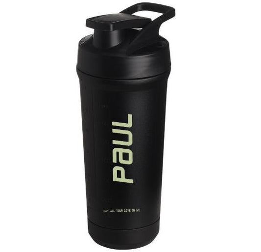 Teemando® individuell gravierter Premium Edelstahl Shaker mit deiner Wunschgravur 750ml, auslaufsicherer Deckel, Shaker-Ball, spülmaschinengeeignet für Proteinshakes, Fitness Diät Geschenk Bodybuilding