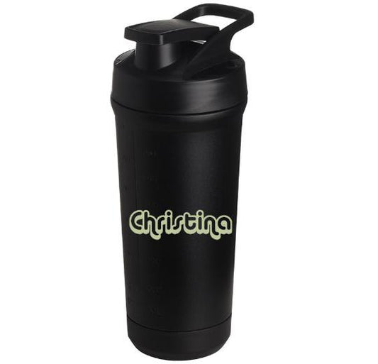 Teemando® individuell gravierter Premium Edelstahl Shaker mit deiner Wunschgravur 750ml, auslaufsicherer Deckel, Shaker-Ball, spülmaschinengeeignet für Proteinshakes, Fitness Diät Geschenk Bodybuilding