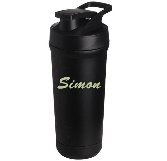 Teemando® individuell gravierter Premium Edelstahl Shaker mit deiner Wunschgravur 750ml, auslaufsicherer Deckel, Shaker-Ball, spülmaschinengeeignet für Proteinshakes, Fitness Diät Geschenk Bodybuilding