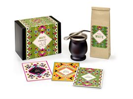 Geschenkset „Mate Starter Set“ Kalebasse, Bombilla, 150 g Mate Tee und 3 Designkarten