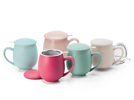"Saara", Kräuterteetasse, matt / Kräuterteetasse "Saara" Porzellan, 3-teilig, matt, rosa
