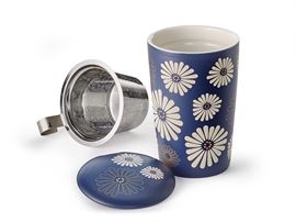 Teaeve® Kräuterteetasse "Amami" Porzellan, 3-teilig, doppelwandig, mit Edelstahlsieb, 0,35 l H 14 cm, Ø 7,9 cm