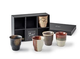 Cup-Set "Yahiko" japanisches Porzellan, 5-fach sortiert 0,25 l, in Geschenkbox H 9,2 cm, Ø 8,5 cm