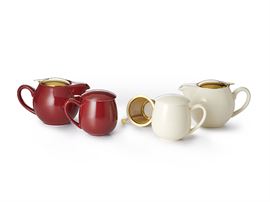 "Saara Gold" / Kräuterteetasse "Saara Gold" Porzellan, 3-teilig, cremeweiß