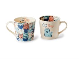 Becher "Timba" New Bone China, 2-fach sortiert, matt/glänzend, Innen- und Außendekor 0,4 l H 9 cm, Ø 9,3 cm