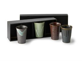 Cup Set "Haruko" Japanische Keramik, 4-fach sortiert 0,2 l H 10,8 cm, Ø 7,3 cm