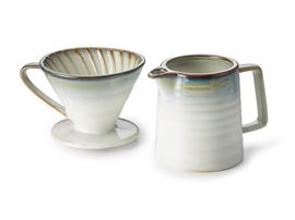 Kaffee-Set "Nelio" Porzellan mit Reactive Glaze, 2-teilig bestehend aus Kanne und Filterhalter 0,45 l Kanne H 7,1 cm, Ø 11,4 cm, Filter H 9 cm, Ø 11 cm