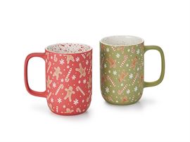 Becher "Melchior" Steinzeug mit Soft-Touch und Innendekor, 2-fach sortiert, 0,55 l