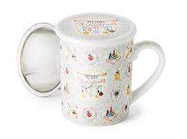 Kräuterteetasse "Merry Mistletoe" Porzellan, 3-teilig mit Edelstahlsieb 0,25 l H 9,5 cm, Ø 7 cm