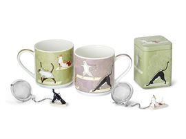 "Yoga Cats" / Tee-Ei "Yoga Cats" 18/8 Edelstahl, mit Anhänger
