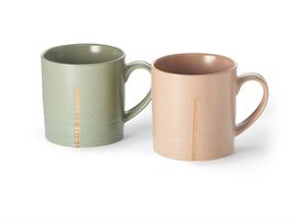 Becher "Jannike" Steinzeug mit Metallic-Auflage 2-fach sortiert, 0,35 l H 9,5 cm, Ø 8,6 cm
