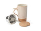 Teamug "Marlin", beige New Bone China-Kräuterteetasse mit Edelstahlsieb 0,4 l