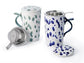 teamug „Mikke“ New Bone China-Kräuterteetasse, mit Reactive Glaze 2-fach sortiert, mit Edelstahlsieb, 0,4 l H 15 cm, Ø 8,8 cm