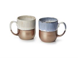 Becher "Copper" Steinzeug mit Reactive Glaze, 2-fach sortiert 0,45 l H 10,8 cm, Ø 9 cm