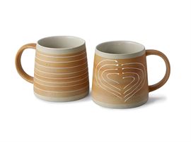 Becher "Anik" Steingut, mit handgemaltem Muster, 2-fach sortiert, 0,4 l H 9,5 cm, Ø 8 cm