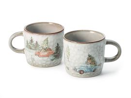 Becher "White Christmas" Steinzeug mit Reactive Glaze 2-fach sortiert, 0,3 l H 8,3 cm, Ø 8,5 cm