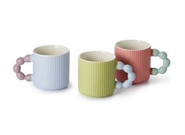 Becher "Joya" New Bone China, matt mit Relief 3-fach sortiert, 0,3 l H 8,7 cm, Ø 8,5 cm