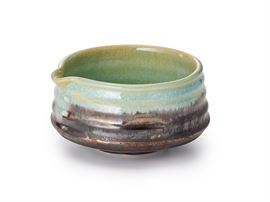 Matcha-Schale "Raku" polnisches Steinzeug mit Reactive Glaze und Ausguss, 0,4 l