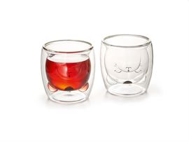 Becher „Nala" doppelwandiges Glas mit Katzen-Motiv 0,18 l H 8,5 cm, Ø 7 cm