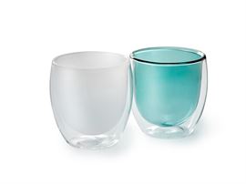 Cup "Theresa" doppelwandiges, gefärbtes Glas 2-fach sortiert, 0,2 l H 8,9 cm, Ø 8,8 cm
