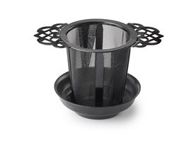 Dauerfilter mit Ablage "Black" 18/8 Edelstahl H 7 cm, L 11 cm, Ø 6,5 cm