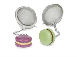 Tee-Ei "Macarons" Edelstahl, mit Anhänger 2-fach sortiert Ø 5 cm