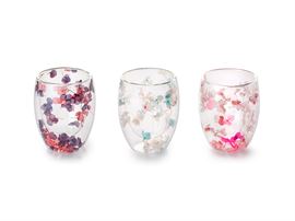 Cup "Edvina" doppelwandiges, hitzebeständiges Glas mit Trockenblumen, 3-fach sortiert 0,3 l / H 11,5 cm, Ø 7,5 cm