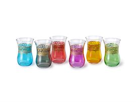 Teeglas "Azim" Glas, farbig dekoriert, 6-fach sortiert 0,1 l H 8,4 cm, Ø 5,5 cm