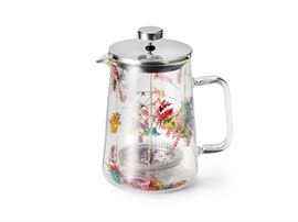 Tee-/Kaffeezubereiter "Editha" hitzebeständiges, doppelwandiges Glas mit Trockenblumen, Edelstahl 0,65 l