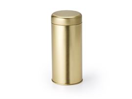 Dose "Glory",130 g gold Weißblech, rund, mit Aromaschutzdeckel, matt H 15 cm, Ø 6,7 cm