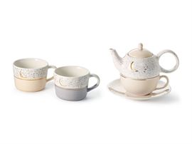 "Moon" / Tea-for-one Set "Moon" Steinzeug mit Goldauflage, 4-teilig