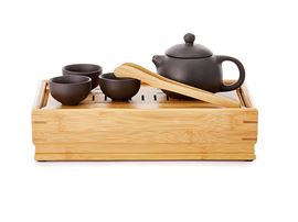 Tee-Set "Zhong" Zisha-Ton, 6-teilig, Kanne 0,16l, Cup 0,03l Teetisch 28 x 18 x 6,5 cm Kanne 12 x 8,3 cm / Cup H 3 x Ø 5,4 cm