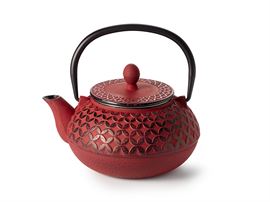 Kanne "Baihu" Gusseisen, rot-schwarz mit Edelstahlsieb, 0,7 l H 13 cm, Ø 8,2 cm