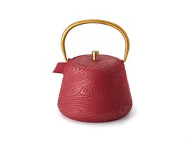Kanne "Lihua" Gusseisen mit Relief, rot-gold mit goldenem Henkel 1 l