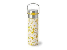 Leeza® Trinkflasche "Daisy Yellow" doppelwandiger Edelstahl, inkl. Edelstahlsieb und Trinkdeckel 0,5 l H 23,5 cm, Ø 6,5 cm