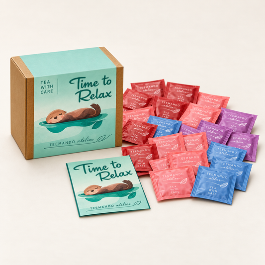 Geschenkset Time to Relax 28 Pyramidenbeutel – Atelierbild