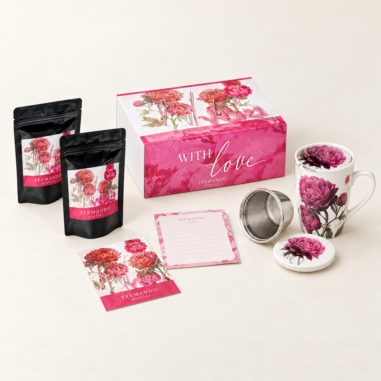 Geschenkset Just for You mit Teamug Peonia – Atelierbild