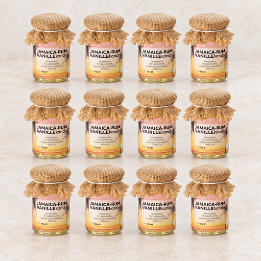 Kandis in Rum-Vanille weiß, 12 Gläser à 125 Gramm