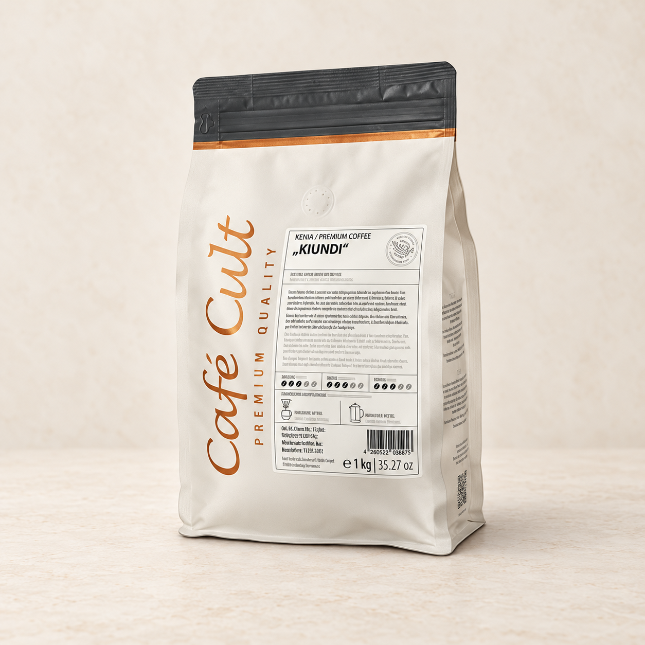 Kaffee Kenya Kiundi in 1 kg Tüte, ganze Bohne – TEEMANDO Atelier