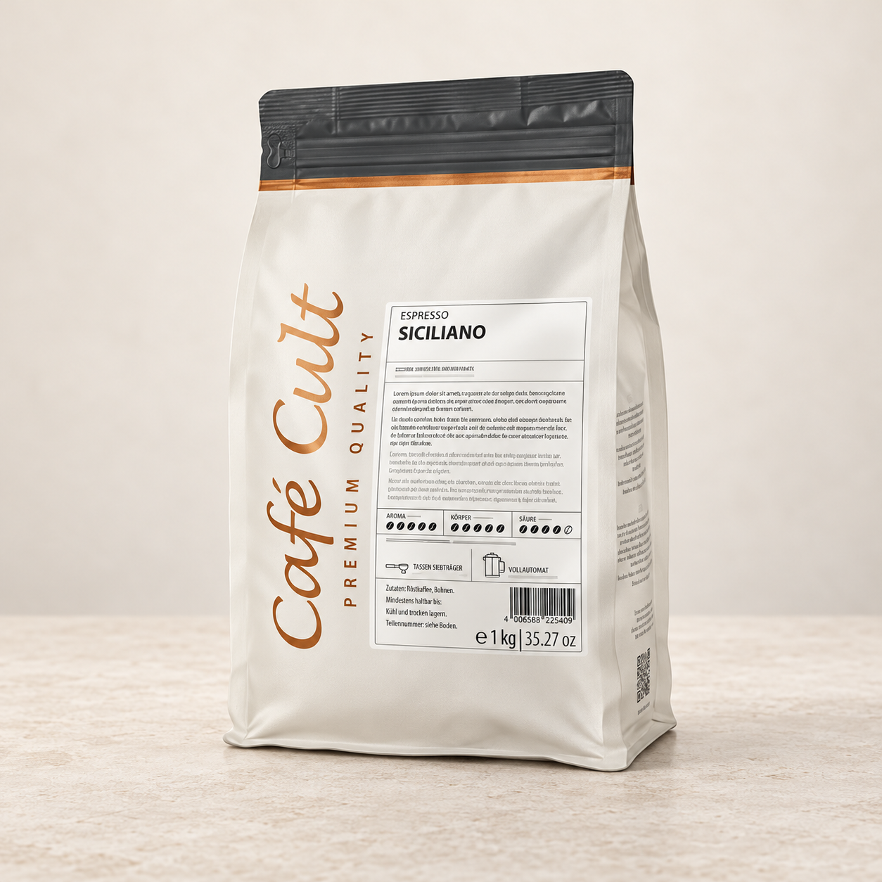 Espresso Siciliano in 1 kg Tüte, ganze Bohne Kaffee – TEEMANDO Atelier