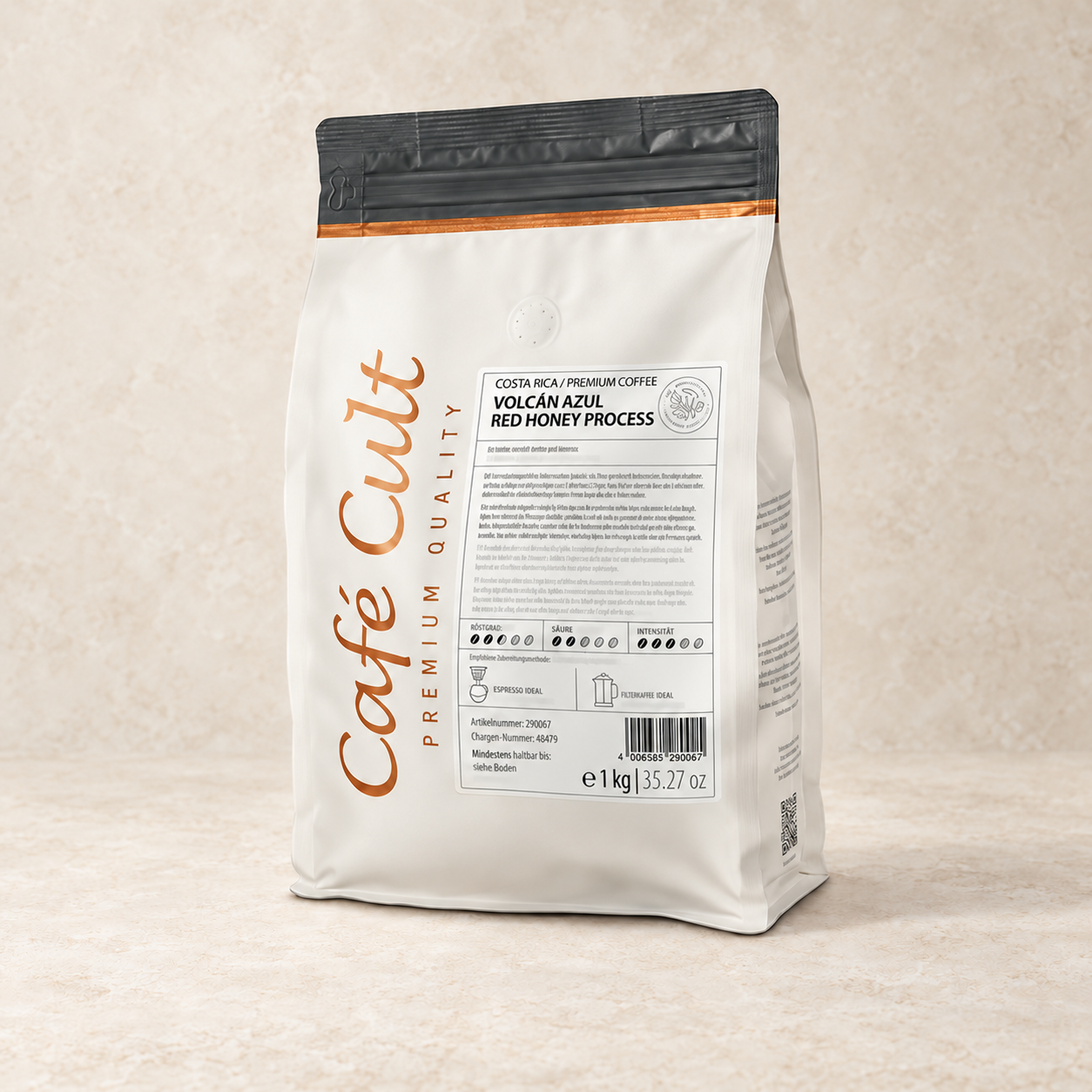 Kaffee Costa Rica Volcan Azul Red Honey Process in 1 kg Tüte, ganze Bohne – TEEMANDO Atelier