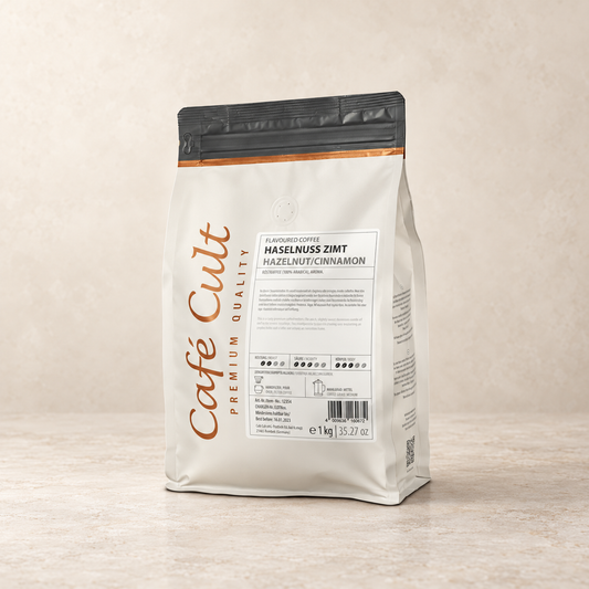 Kaffee "Haselnuss Zimt" in 1 kg Tüte, ganze Bohne, aromatisiert – TEEMANDO Atelier