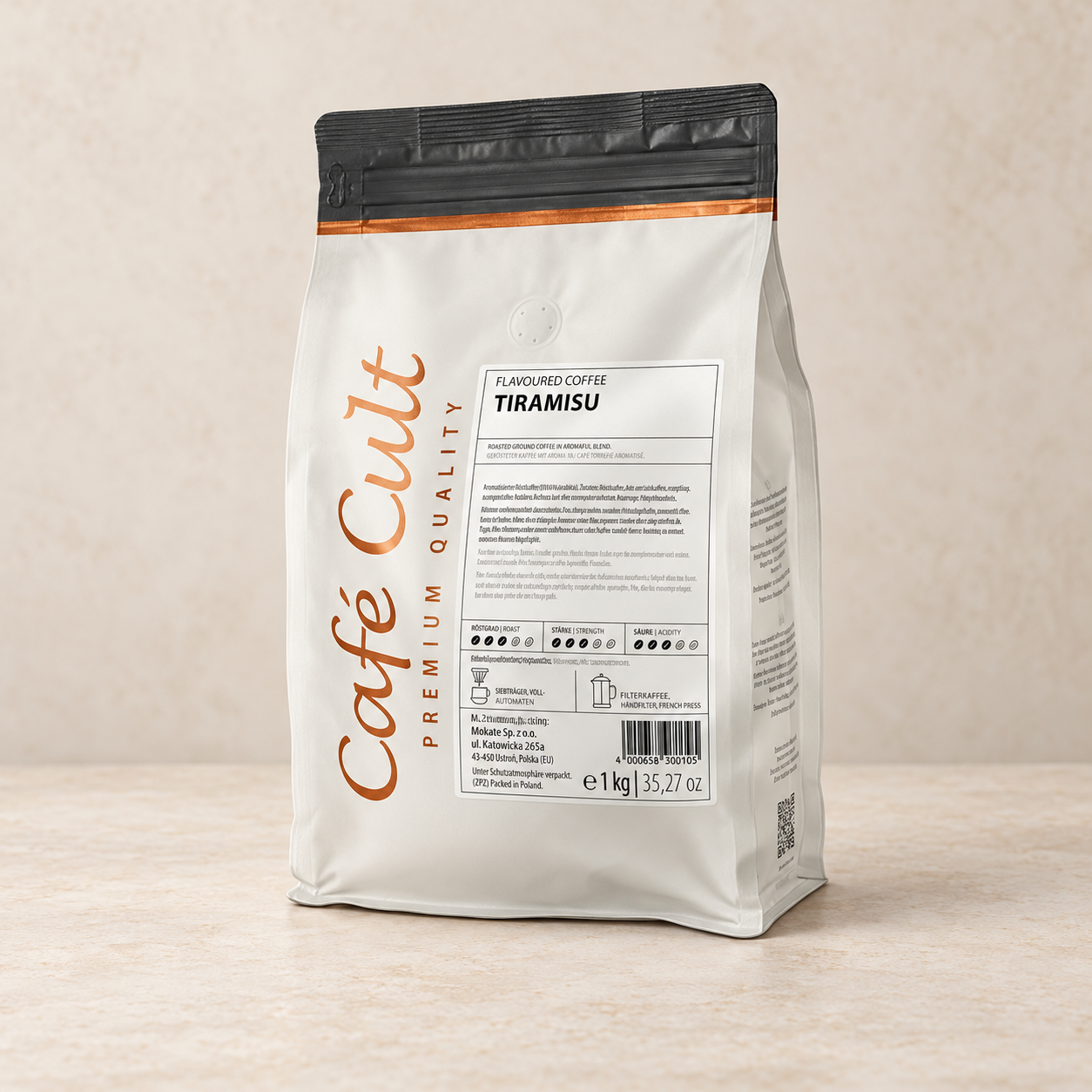 Tiramisu Coffee in 1 kg Tüte, ganze Bohne, aromatisiert – TEEMANDO Atelier