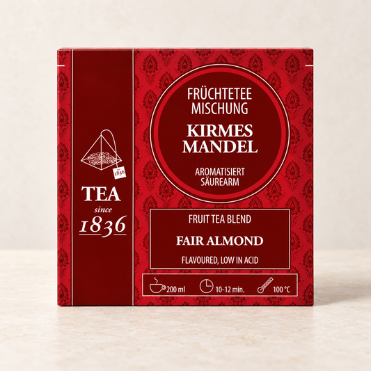 Früchteteemischung Kirmesmandel 50 Pyramidenbeutel – TEEMANDO Atelier