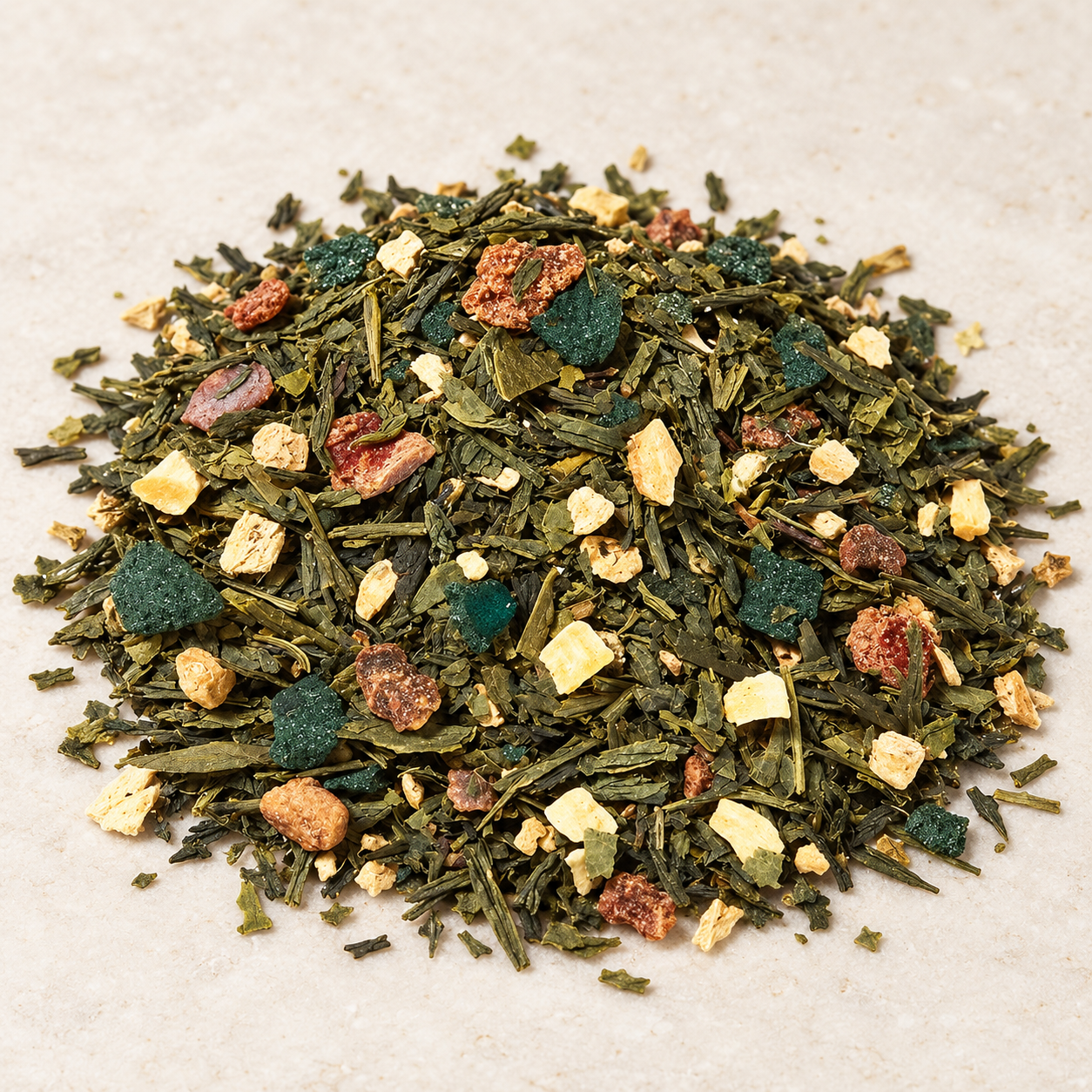 Grünteemischung Birne/Ingwer/Passionsfrucht Birn.-Ingw.-Pass.-Note aromatisiert 1 kg – TEEMANDO Atelier