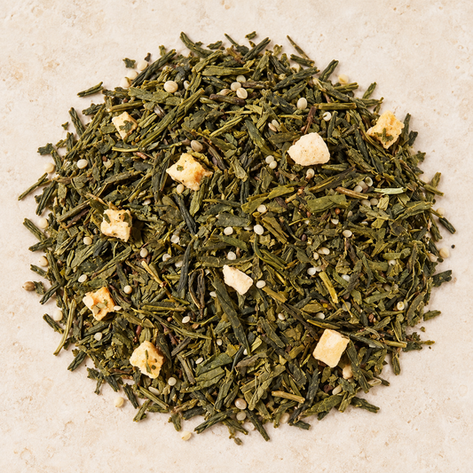 Grünteemischung Zarter Pfirsich Hanf Pfirsich-Note aromatisiert 1 kg – TEEMANDO Atelier