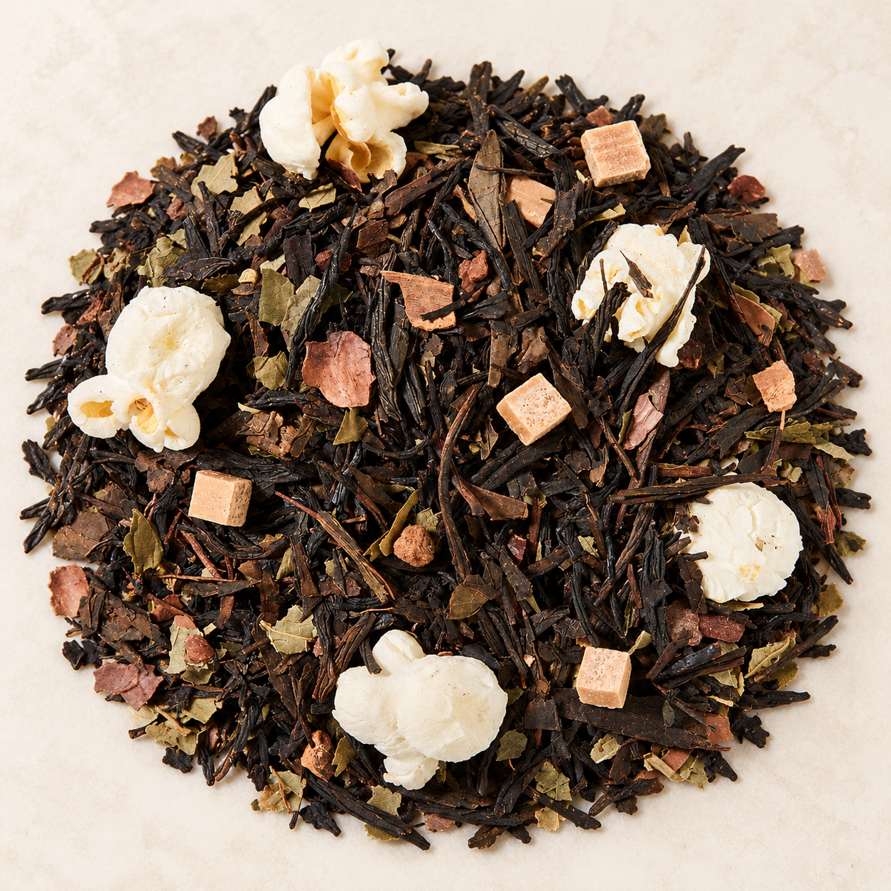 Schwarzteemischung Black Sencha Fernsehabend Popcorn Karamell