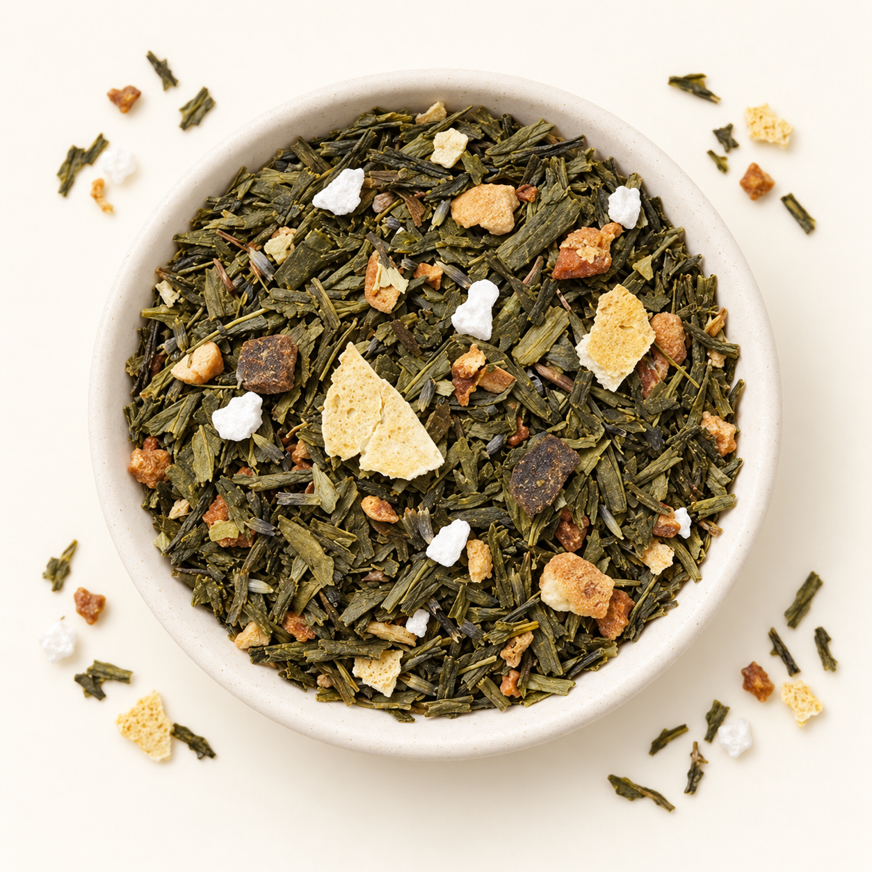 Grünteemischung Sencha Zitrus Aprikose Lavendel – 1 kg